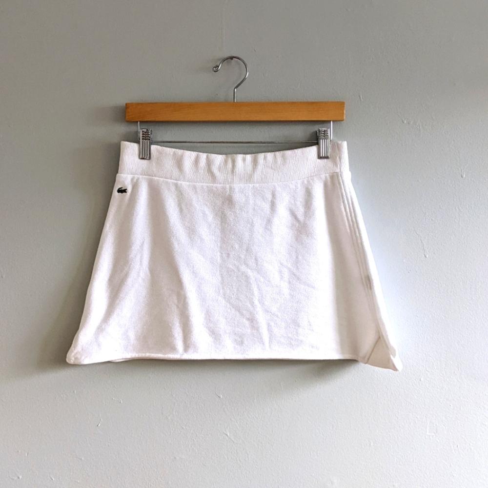 LACOSTE White Terry Cloth Tennis Skirt